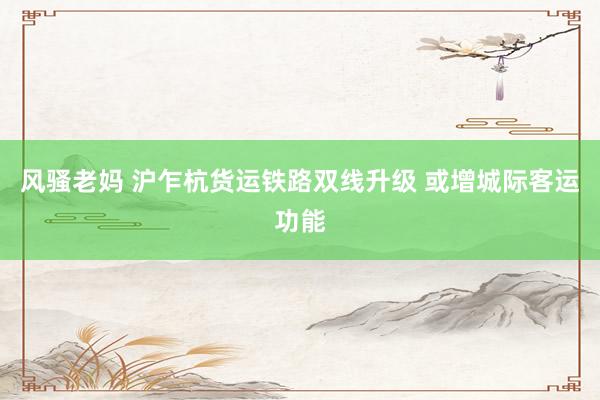 风骚老妈 沪乍杭货运铁路双线升级 或增城际客运功能
