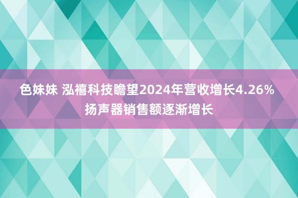 色妹妹 泓禧科技瞻望2024年营收增长4.26% 扬声器销售额逐渐增长